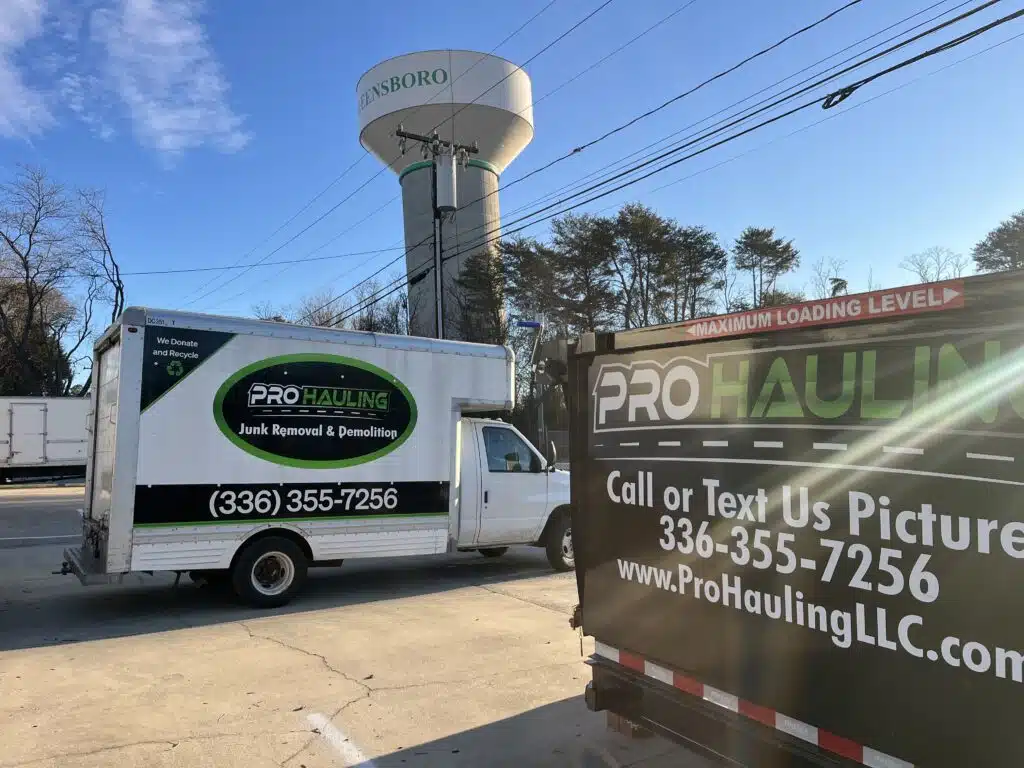 Pro Hauling junk removal Greensboro NC box truck and dump trailer equipment